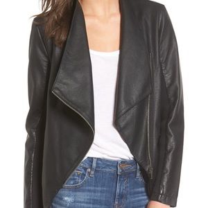 BB Dakota black faux leather moto blazer jacket L NWT!